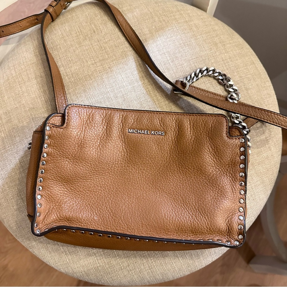 Michael Kors brown leather crossbody bag